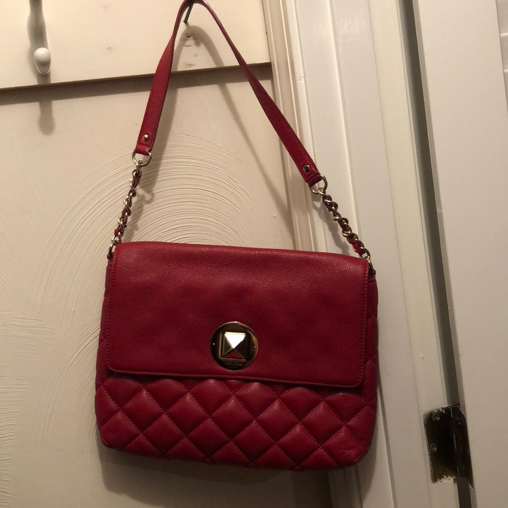Kate Spade leather, quilted red purse - Picture 1 of 8